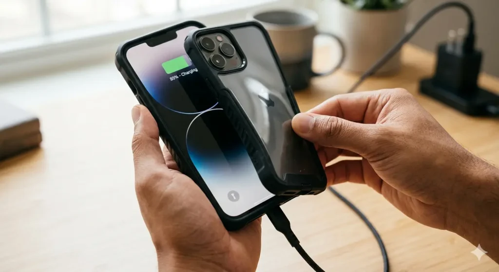 Garam hone se bachane ke liye charging ke waqt phone ka cover hatana