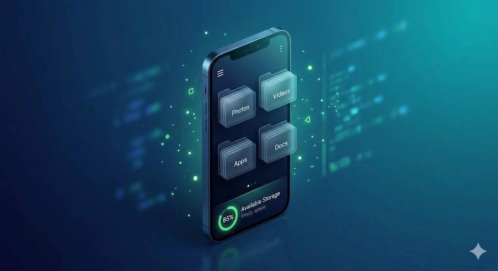 Phone ki Internal Storage Kaise Khali Kare? 10 Pro Tarike Clean aur organized smartphone interface jo khali internal storage ko dikhata hai